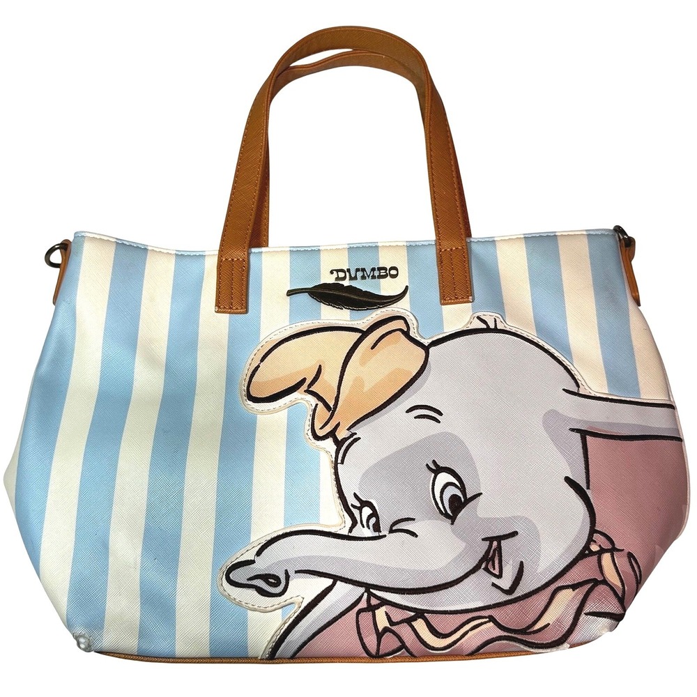 Loungefly Disney Dumbo Timothy Mouse Striped Tote Bag Blue White Fair